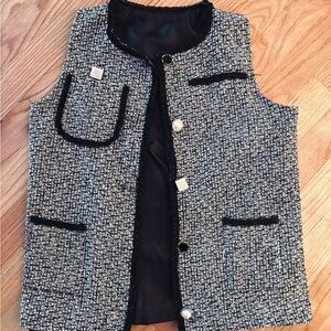 Chic Black and White Tweed Vest